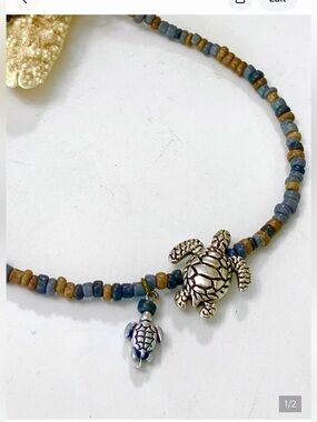Coastal Stone Sea Turtles Beach Anklet